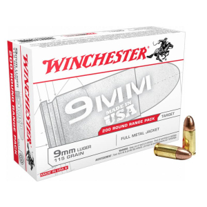 Winchester 9mm 115 Grain FMJ 200Rd Box USA9W
